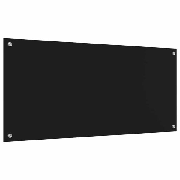 Кухненски заден панел 2 pcs Черно 110 x 50 cm закалено стъкло