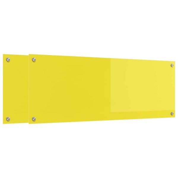 Кухненски заден панел 2 pcs Жълто 110 x 40 cm закалено стъкло