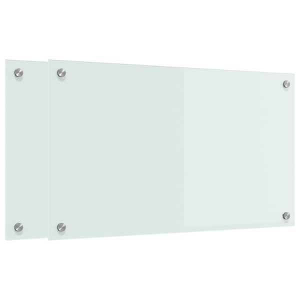 Кухненски заден панел 2 pcs Бяло 70 x 40 cm закалено стъкло
