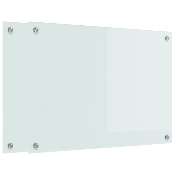 Кухненски заден панел 2 pcs Бяло 70 x 50 cm закалено стъкло
