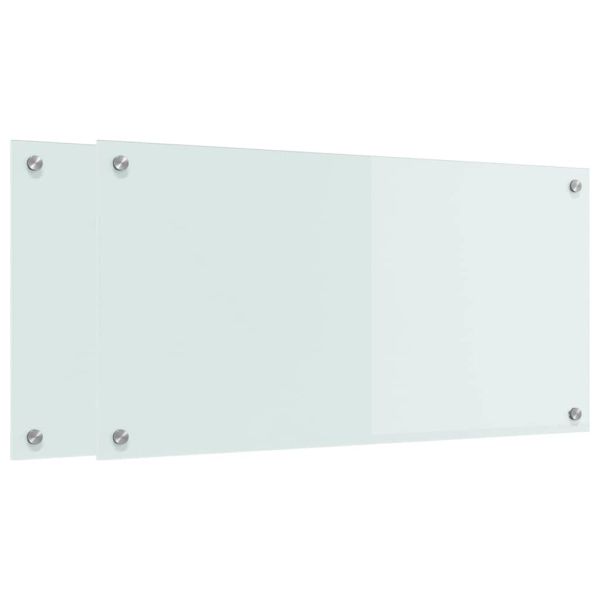 Кухненски заден панел 2 pcs Бяло 80 x 40 cm закалено стъкло
