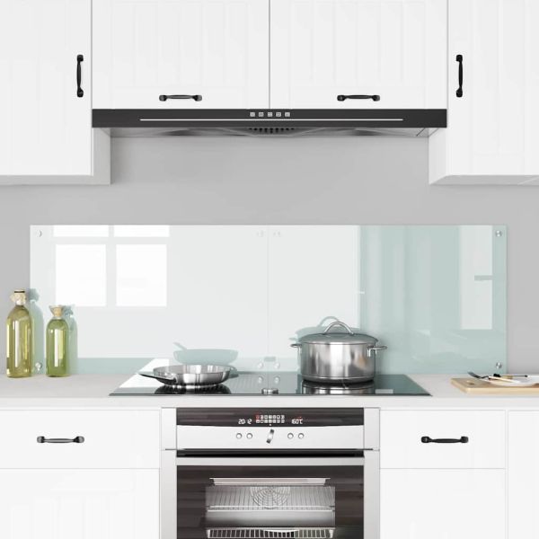 Кухненски заден панел 2 pcs Бяло 80 x 50 cm закалено стъкло