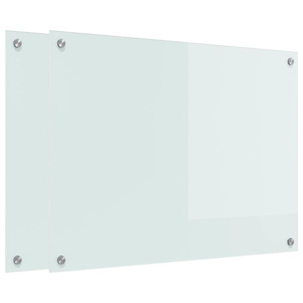 Кухненски заден панел 2 pcs Бяло 80 x 60 cm закалено стъкло