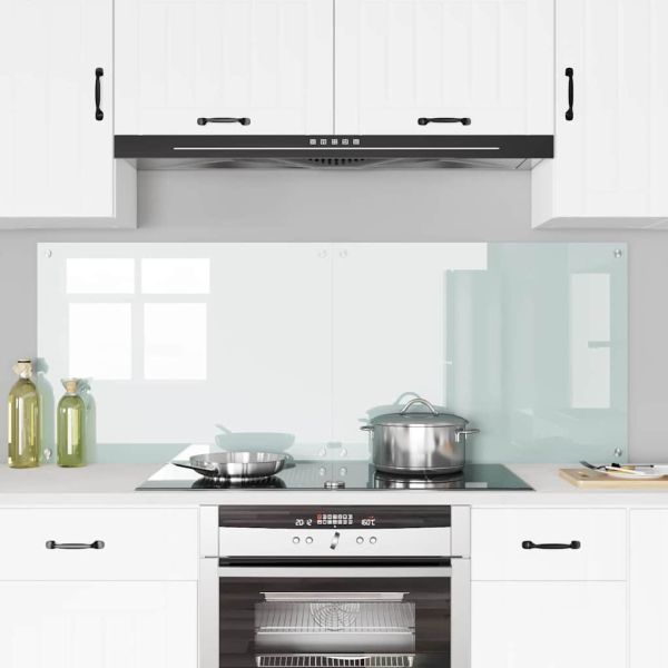 Кухненски заден панел 2 pcs Бяло 80 x 60 cm закалено стъкло