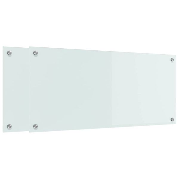 Кухненски заден панел 2 pcs Бяло 90 x 40 cm закалено стъкло