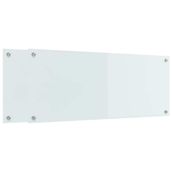 Кухненски заден панел 2 pcs Бяло 100 x 40 cm закалено стъкло