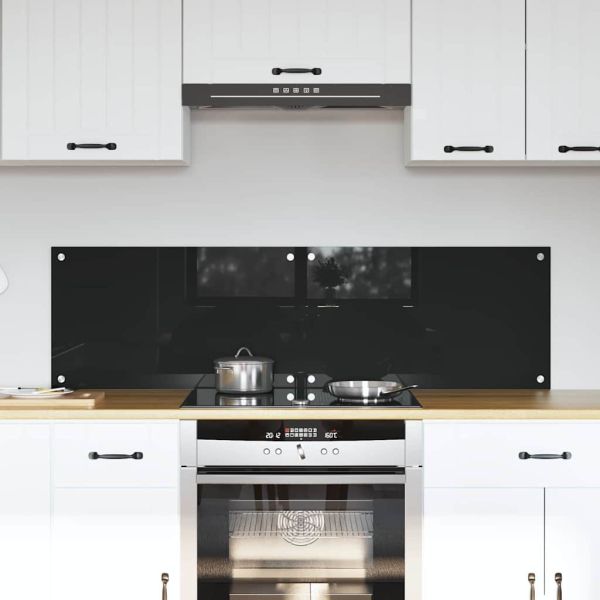 Кухненски заден панел 2 pcs Черно 70 x 40 cm закалено стъкло