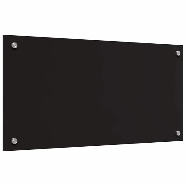 Кухненски заден панел 2 pcs Черно 80 x 40 cm закалено стъкло