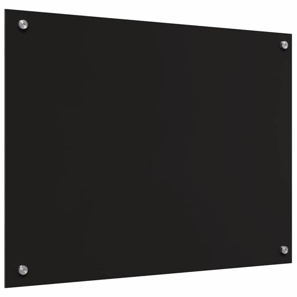 Кухненски заден панел 2 pcs Черно 80 x 60 cm закалено стъкло