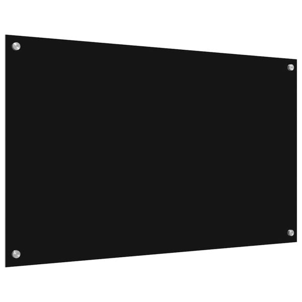 Кухненски заден панел 2 pcs Черно 100 x 60 cm закалено стъкло