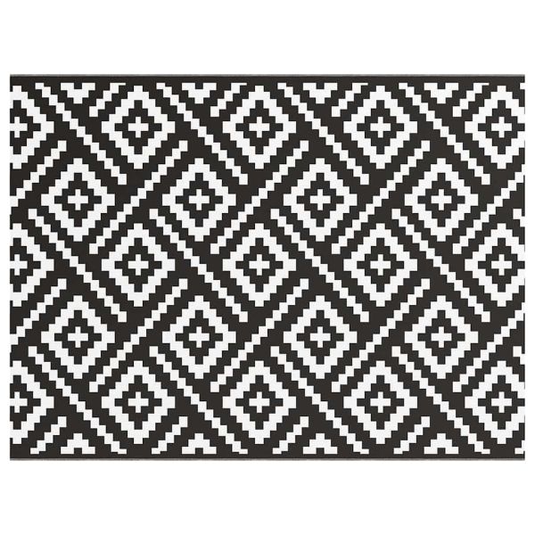 Външен килим ARAKIL Бяло и черно 300 x 400 cm ПП