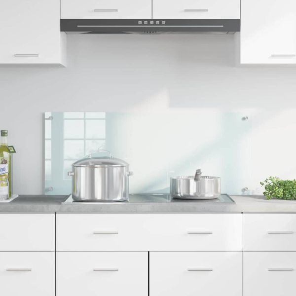 Кухненски заден панел Бяло 100 x 40 cm закалено стъкло