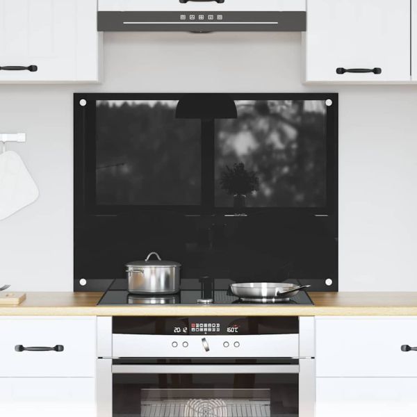 Кухненски заден панел Черно 80 x 60 cm закалено стъкло