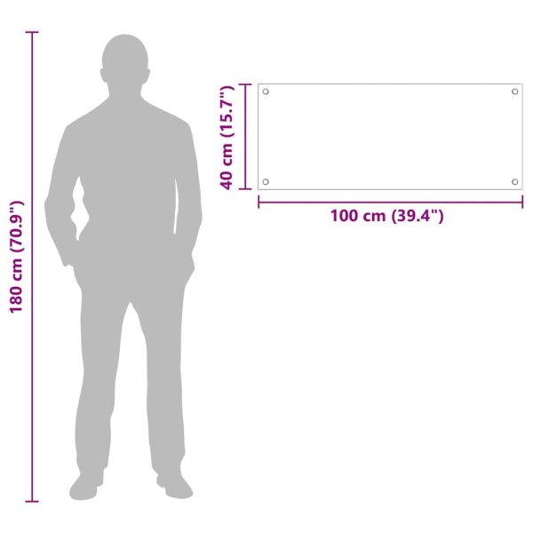 Кухненски заден панел Черно 100 x 40 cm закалено стъкло