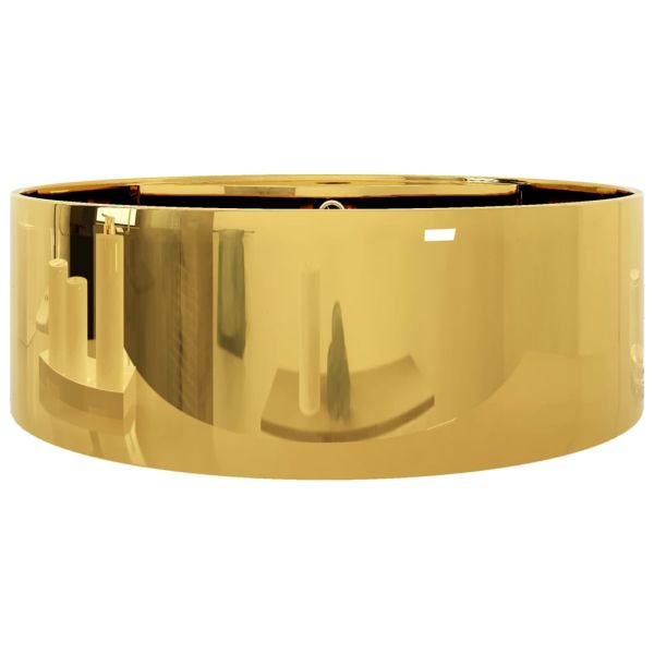 Мивка с преливник, 46,5x15,5 см, керамична, златиста