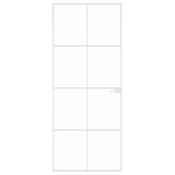 Интериорна врата бяла 83x201,5 см закалено стъкло и алуминий