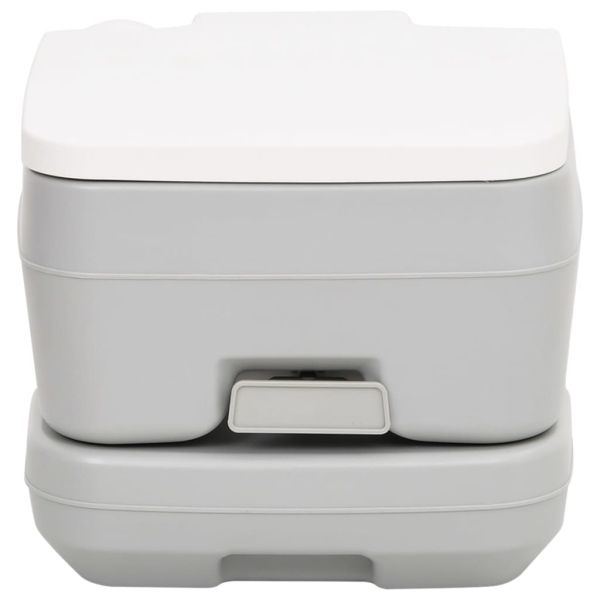 Преносима къмпинг тоалетна, сиво и бяло, 10+10 л, HDPE