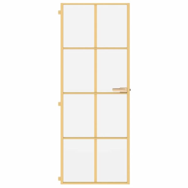 Интериорна врата златиста 76x201,5 см закалено стъкло алуминий
