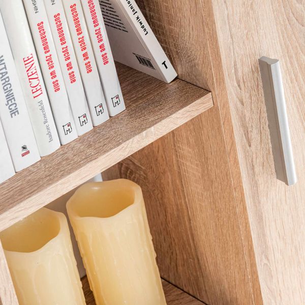 ТВ секция с LED осветление, дъб сонома