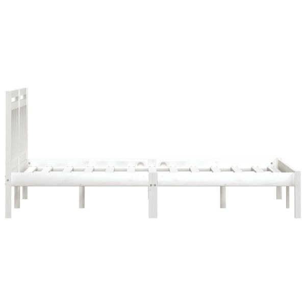 Рамка за легло бяла 180x200 см Super King дърво масив