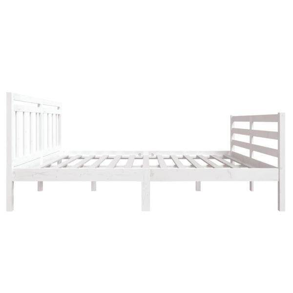 Рамка за легло, бяла, масивно дърво, 140х190 см