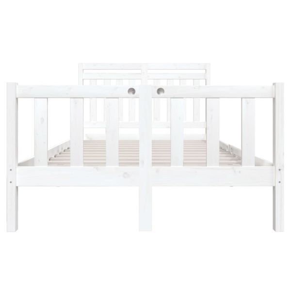 рамка за легло бяло 135x190 см Double масивно дърво