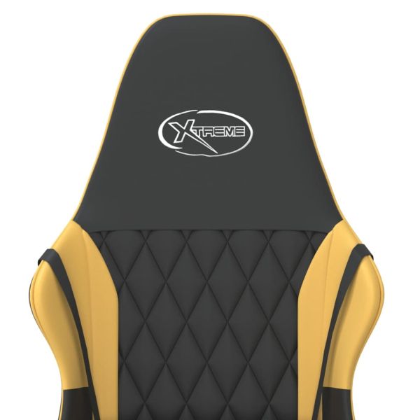 Гейминг стол, черно и златисто, изкуствена кожа