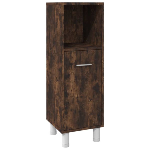 Комплект шкафове за баня от 3 части инженерно дърво Опушен дъб