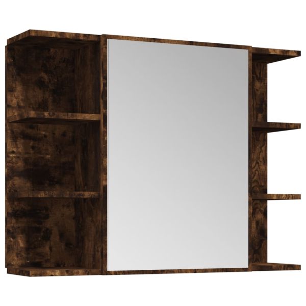 Комплект шкафове за баня от 4 части инженерно дърво Опушен дъб