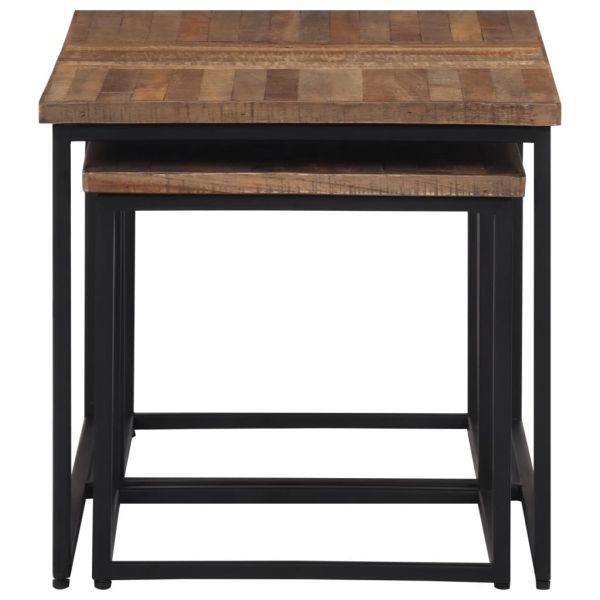 Стифиращи масички за кафе, 3 бр, тиково дърво масив