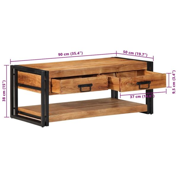 масичка за кафе 90x50x38 cm масивна дървесина акация