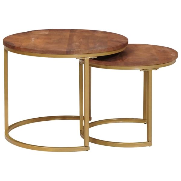 Nesting маси за кафе 2 pcs Масивно мангово дърво и стомана