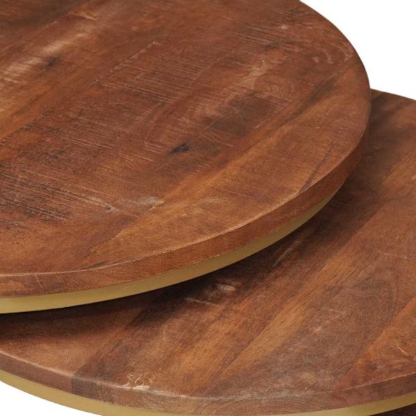 Nesting маси за кафе 2 pcs Масивно мангово дърво и стомана