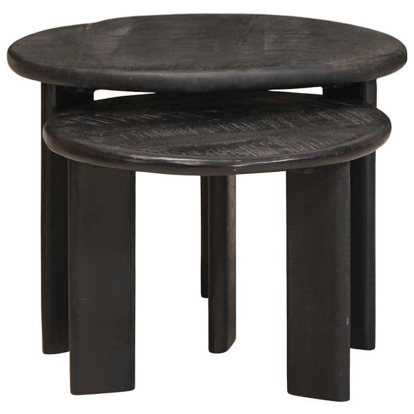 Nesting маси за кафе 2 pcs Бяло Солидно мангово дърво