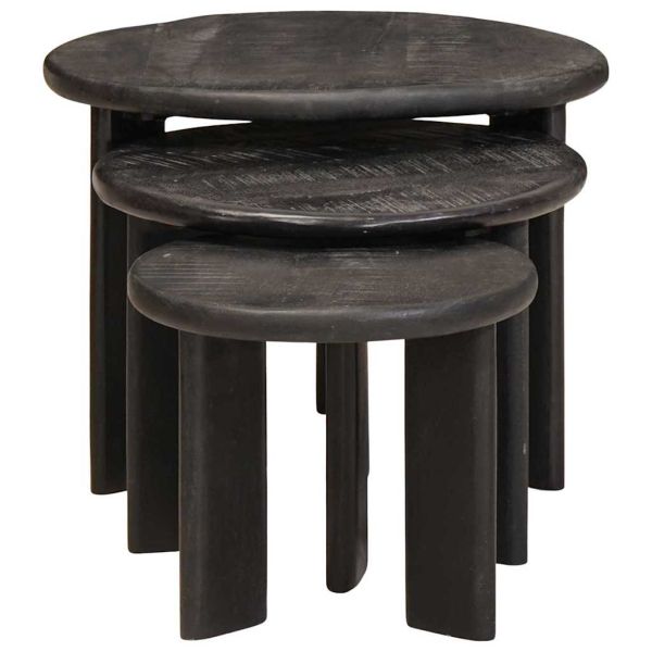 Nesting маси за кафе 3 pcs Бяло Солидно мангово дърво