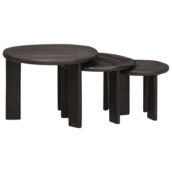Nesting маси за кафе 3 pcs Бяло Солидно мангово дърво