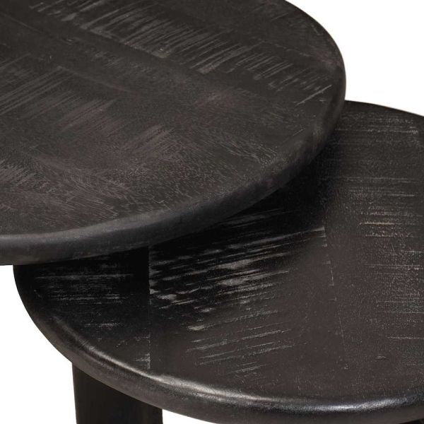 Nesting маси за кафе 3 pcs Бяло Солидно мангово дърво