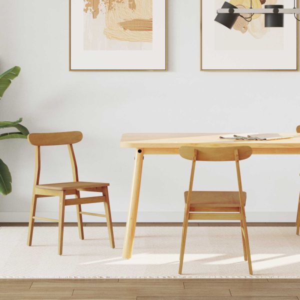 Трапезен стол 2 pcs Естествен Солидно гумено дърво