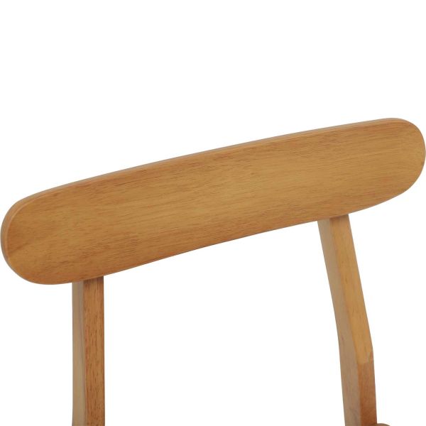 Трапезен стол 2 pcs Естествен Солидно гумено дърво