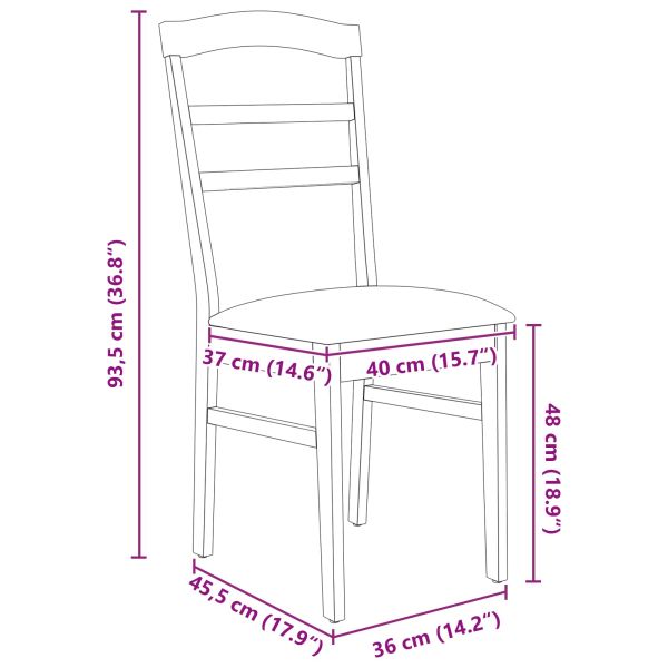 Трапезен стол 2 pcs Светло кафяво и светло Солидно гумено дърво