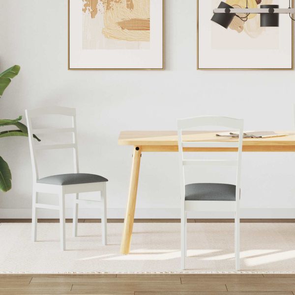 Трапезен стол 2 pcs Бяло и сиво Солидно гумено дърво