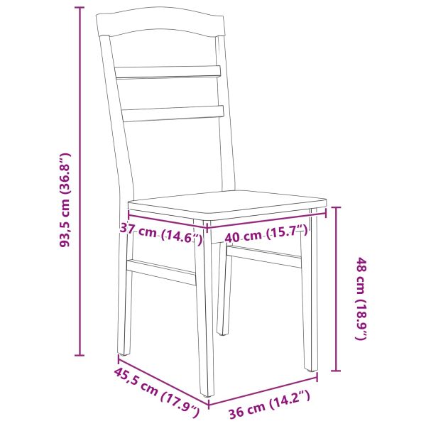 Трапезен стол 2 pcs Бял и натурален Солидно гумено дърво