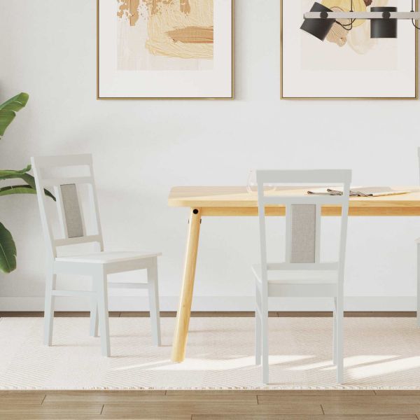 Трапезен стол 2 pcs Бяло Солидно гумено дърво