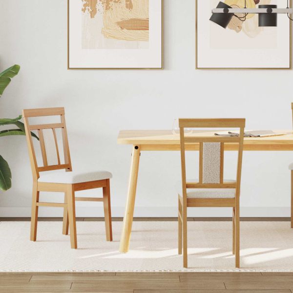 Трапезен стол 2 pcs Естествено и светло Солидно гумено дърво