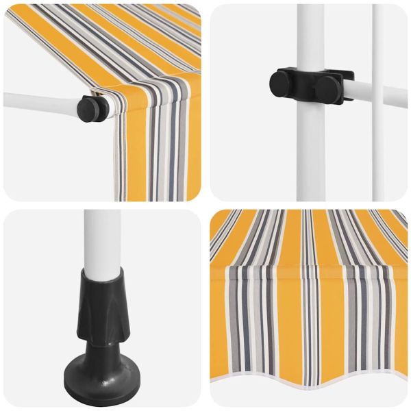 Ръчно прибиращ се сенник, 300 см, жълто-сини ивици