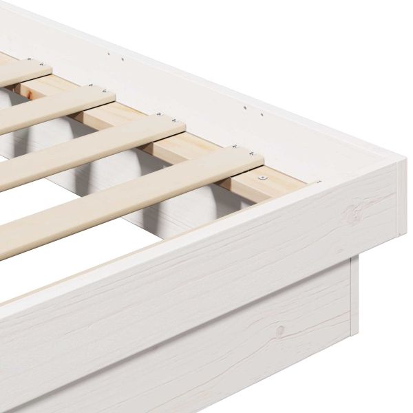 Рамка за легло Бяло 200 x 200 cm Солидно борово дърво