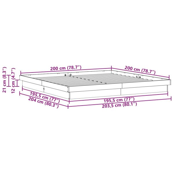 Рамка за легло Бяло 200 x 200 cm Солидно борово дърво