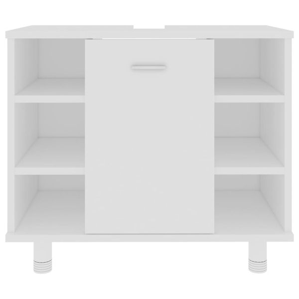 Шкаф за баня, бял, 60x32x53,5 см, инженерно дърво