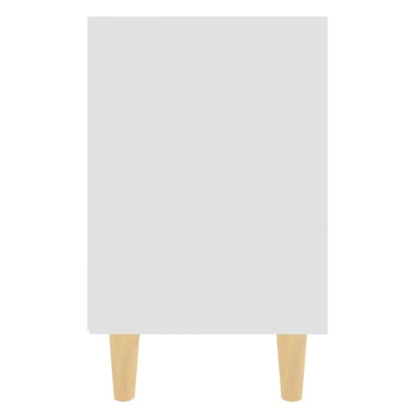 Нощни шкафчета с крака от дървен масив 2 бр бели 40x30x50 см