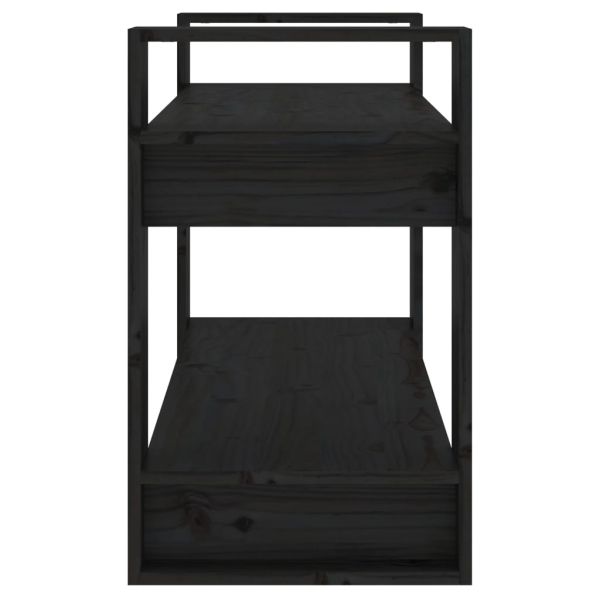 Библиотека/разделител за стая, черна, 80x35x56,5 см, бор масив